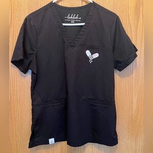 Lubdub Black Short Sleeve Scrub top